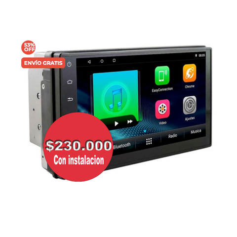 Stereo Multimedia 7" T3 Doble Din con Mirror Link para Android y iPhone - USB y Bluetooth