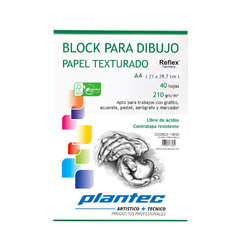 BLOCK ENCOLADO TEXTURADO PLANTEC A4 210GRS X 40H