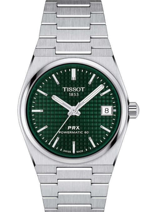 Reloj Tissot PRX Automatico para hombre de acero plateado