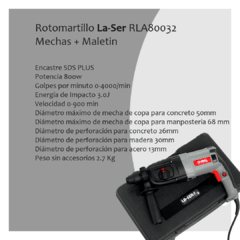 Rotomartillo La-Ser RLA80032 800w + Mechas + Maletin en internet