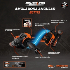 Amoladora Angular Brushless 115mm 20volt 4a Hamilton Blt115