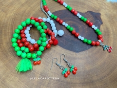 Kit cerejinha - colar + pulseiras + brinco - comprar online