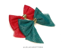 Laço natal tule com glitter