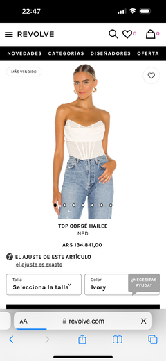 Top Corset Revolve Importado en internet