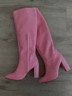 Botas de cuero rosas