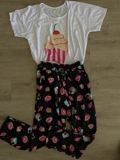 Pijama de pantalon largo y remera mangas cortas - tienda online