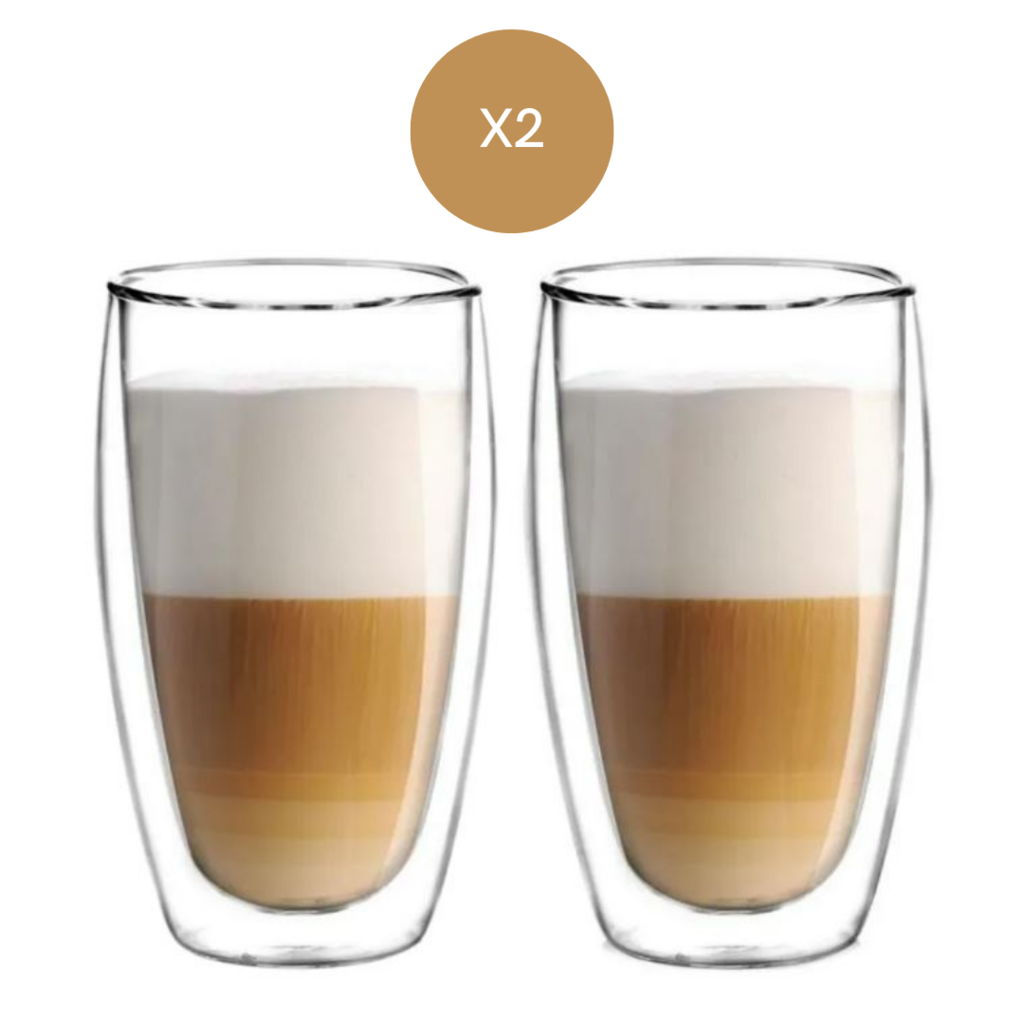 Taza Cafe Transparente Doble Vidrio 200 ml Pack x2