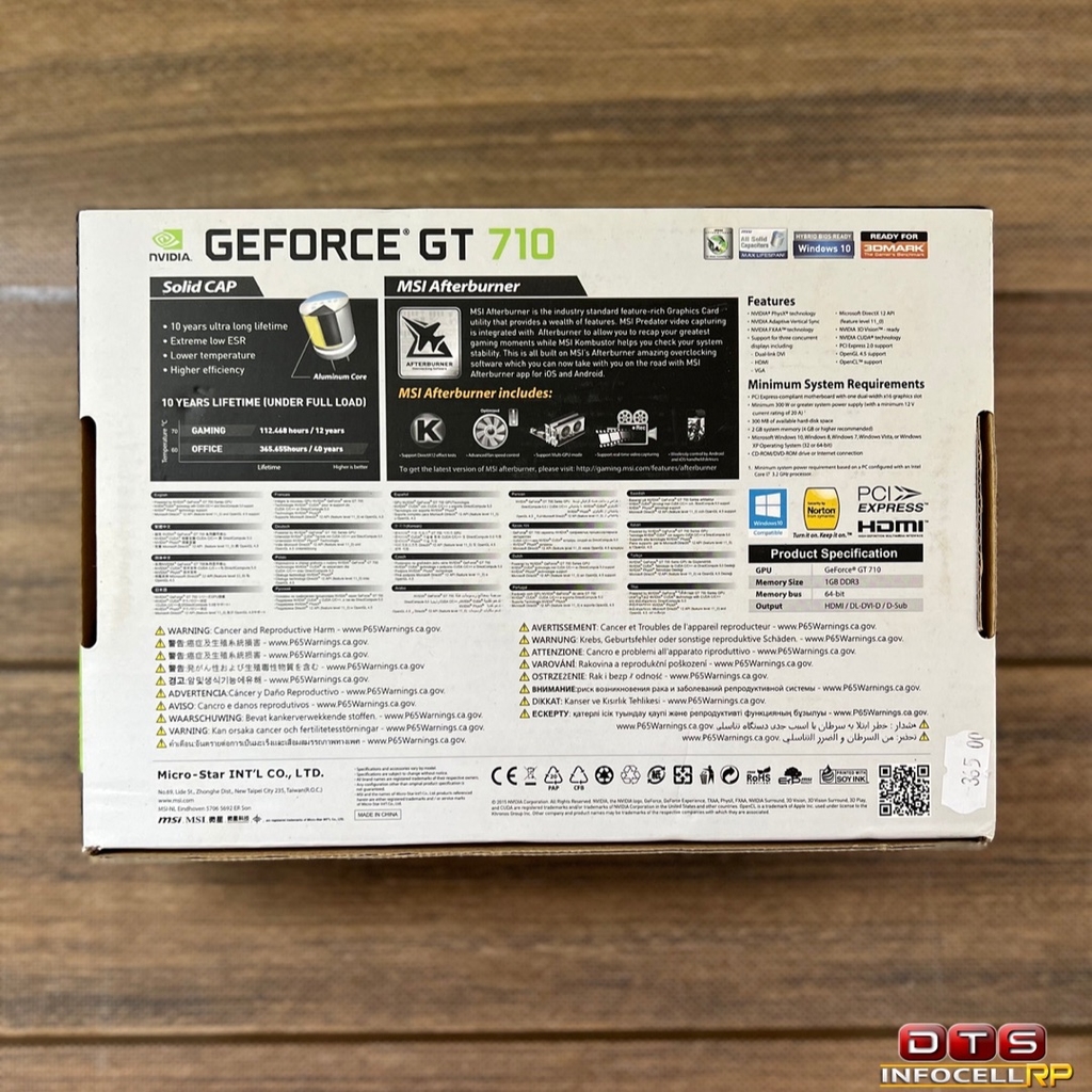 Placa de Vídeo 1GB MSI GeForce GT 710 DDR3 64Bits