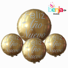 GLOBO FELIZ AÑO NUEVO DORADO 45CM