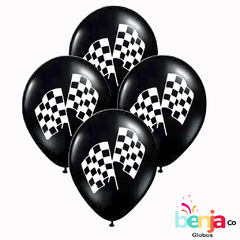 GLOBOS ESTAMPADOS BANDERA DE CARRERA NEGRA