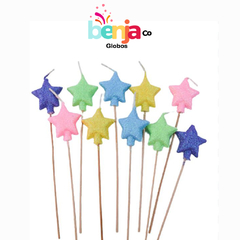 VELA ESTRELLA COLORES PASTELES X6 - SURTIDO