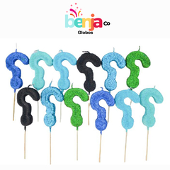 VELA SIGNO DE INTERROGACION COLORES FRIOS X6 - SURTIDO