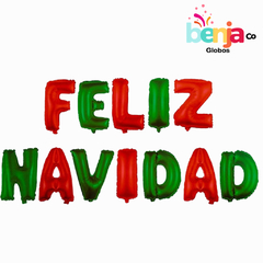 GLOBO FRASE FELIZ NAVIDAD ROJO/VERDE 40CM