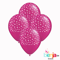 GLOBOS ESTAMPADOS ESTRELLITA BLANCA - GLOBO FUCSIA