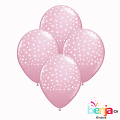 GLOBOS ESTAMPADOS ESTRELLITA BLANCA - GLOBO ROSA