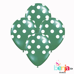 GLOBOS ESTAMPADOS LUNAR BLANCO - GLOBO VERDE