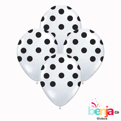 GLOBOS ESTAMPADOS LUNAR NEGRO - GLOBO BLANCO