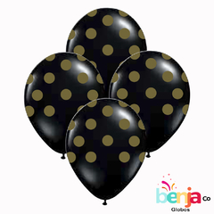 GLOBOS ESTAMPADOS LUNAR DORADO - GLOBO NEGRO