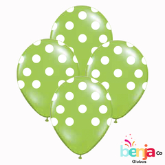 GLOBOS ESTAMPADOS LUNAR BLANCO - GLOBO VERDE MANZANA