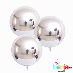 GLOBO ESFERA METAL PLATEADA 4D