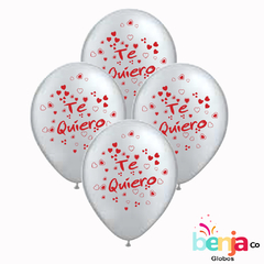 GLOBOS ESTAMPADOS TE QUIERO LETRA ROJA