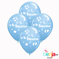 GLOBOS ESTAMPADOS MI BAUTISMO CELESTE