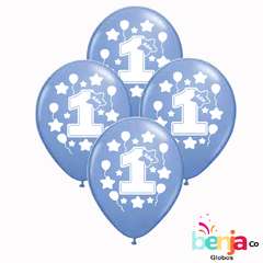 GLOBOS ESTAMPADOS PRIMER AÑITO CELESTE