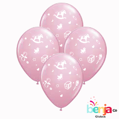 GLOBOS ESTAMPADOS NURSERY ROSA