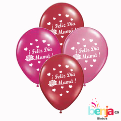 GLOBOS ESTAMPADOS FELIZ DIA DE LA MADRE/MAMA