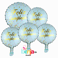 GLOBO FELIZ CUMPLE CELESTE 23CM