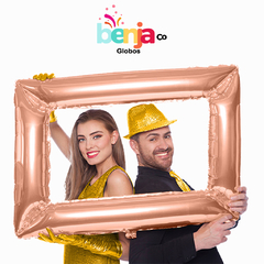 GLOBO METALIZADO CUADRO DE SELFIE 34" X1 ROSA GOLD