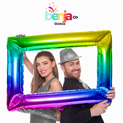 GLOBO METALIZADO CUADRO DE SELFIE 34" X1 ARCOIRIS