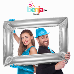 GLOBO METALIZADO CUADRO DE SELFIE 34" x1 PLATA