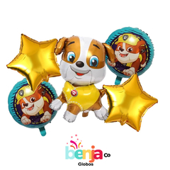 SET DE GLOBOS PAW PATROL RUBBLE X5 PIEZAS