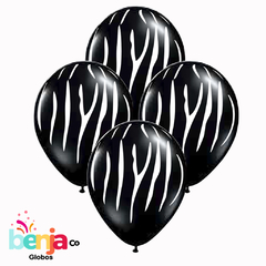 GLOBOS ESTAMPADOS CEBRA NEGRA