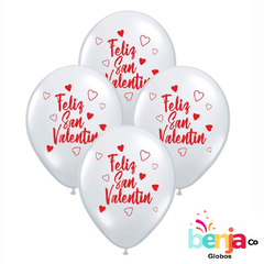 GLOBOS ESTAMPADOS SAN VALENTIN 2022 BLANCO