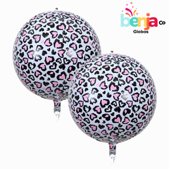 GLOBO ESFERA CORAZON 4D - ANIMAL PRINT 22"