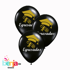 GLOBOS ESTAMPADOS EGRESADO NEGRO