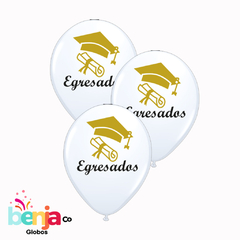 GLOBOS ESTAMPADOS EGRESADO BLANCO