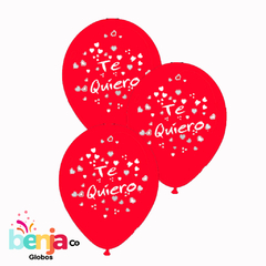 GLOBOS ESTAMPADOS TE QUIERO ROJO