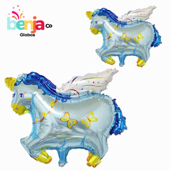 GLOBO UNICORNIO CON ALAS CELESTE 40CM