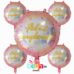 GLOBO FELIZ CUMPLE GLITTER 45CM - comprar online