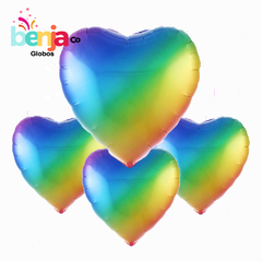 GLOBO CORAZON ARCOIRIS 10" (23cm)