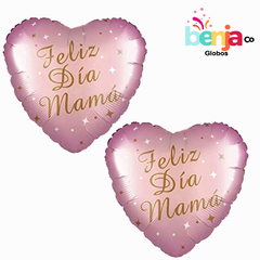 GLOBO CORAZON ROSA FELIZ DIA MAMA 18" (45CM)