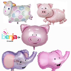 Globo Animales Oveja, Chancho Cara, Chancho Cuerpo, Elefante Violeta, Elefante Rosa 40cm