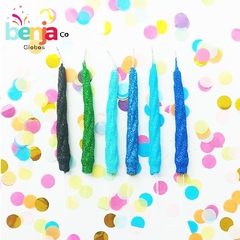 VELAS TORNEADAS COLORES FRIOS X6