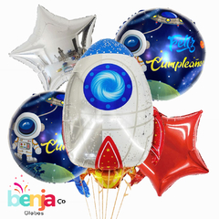 SET DE GLOBOS COHETE X5 PIEZAS