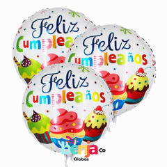 Globo Feliz Cumple CUPCAKES 45cm - comprar online