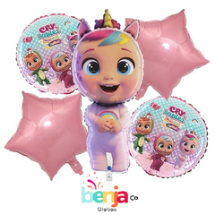 SET DE GLOBOS BEBES LLORONES UNICORNIO X5 PIEZAS