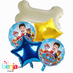 SET DE GLOBOS PAW PATROL JUNTOS X5 PIEZAS